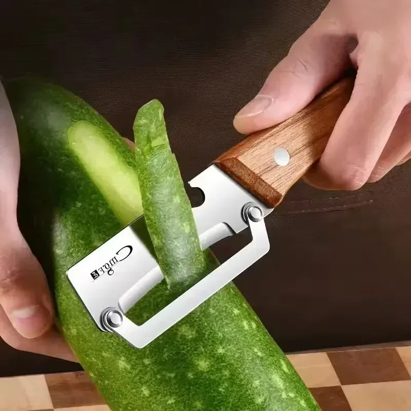 2 Éplucheurs Multifonctions Inox avec Poignée en Bois pour Fruits et Légumes eplucheurs