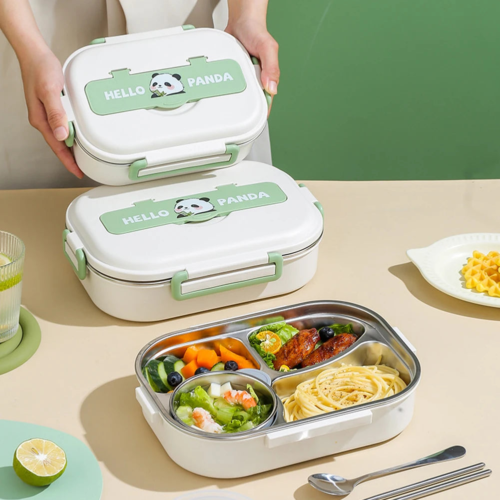 bento alimentaire écologique en métal avec couverts