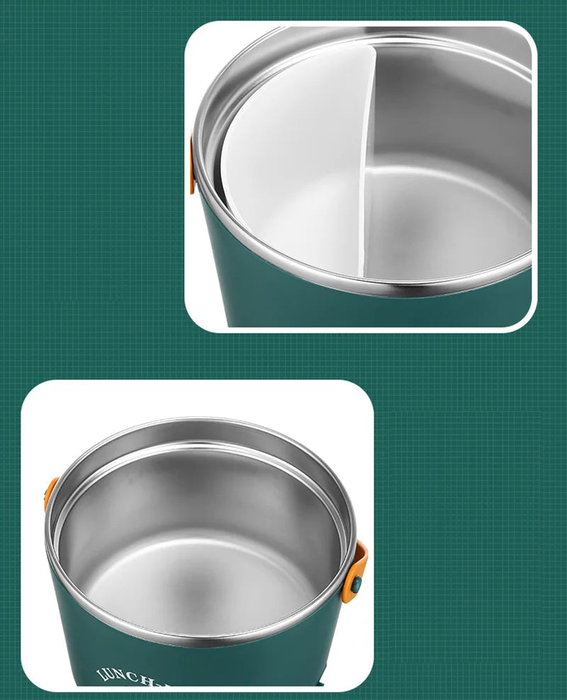 LunchBox Chauffante Électrique Acier Inoxydable 304 — 1,2 L / 48 W / 12 V-220 V