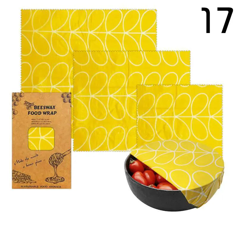 Lot de 3 Films Alimentaires Réutilisables en Coton Bio - Motifs Colorés far