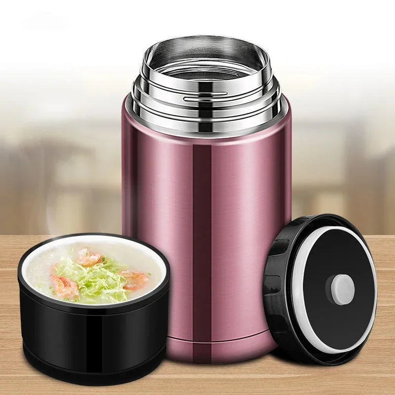 Thermos Alimentaire Inox — Isotherme 24h avec Pochette et Couverts
