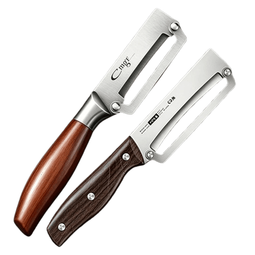 2 Éplucheurs Multifonctions Inox avec Poignée en Bois pour Fruits et Légumes eplucheurs