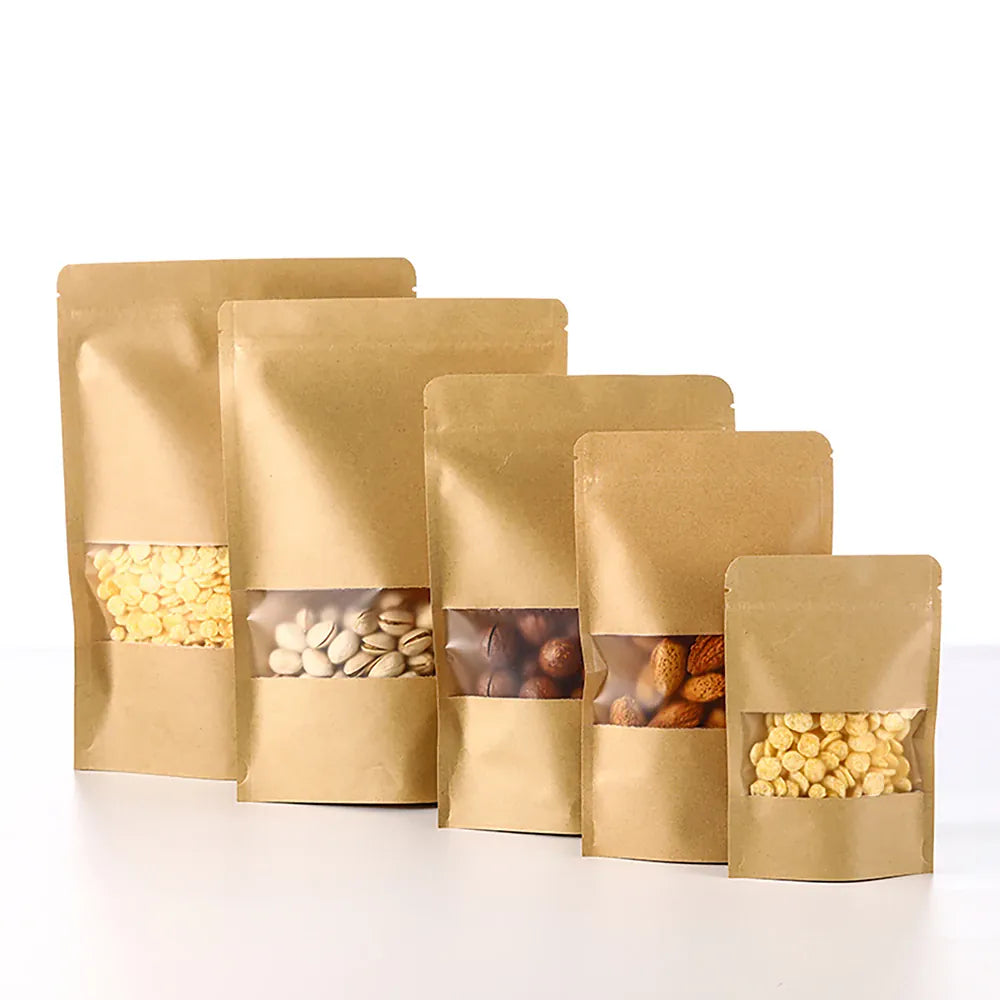 Sachets Kraft à Fenêtre Transparentes - Lot de 200 Pièces