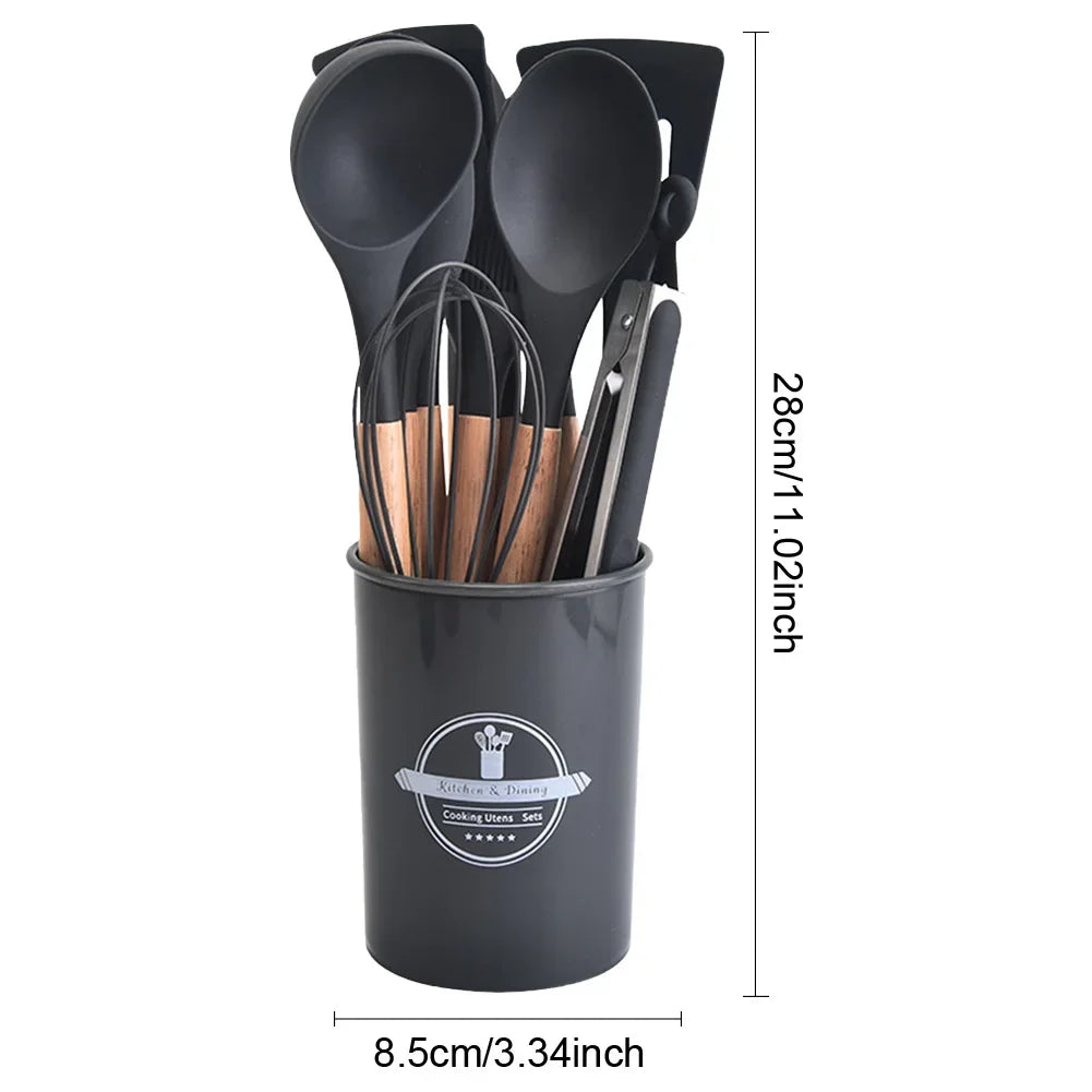 set d'ustensiles de cuisine anti-rayure en silicone