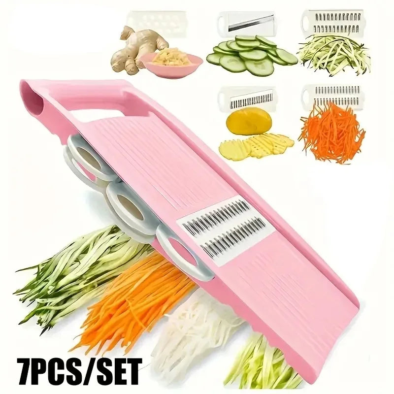 Mandoline 7-en-1 avec Lames Interchangeables pour Fruits et légumes