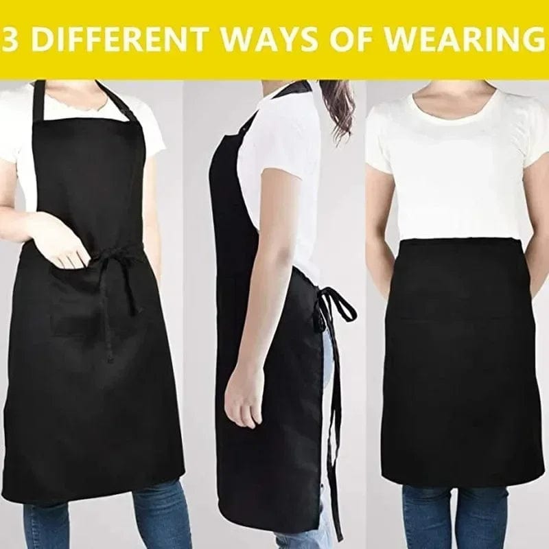 Adjustable Cooking Apron Unisex Household Solid Color Chef Waiter Barbecue Hairdresser Adult Pocket Apron Kitchen Supplies Tool