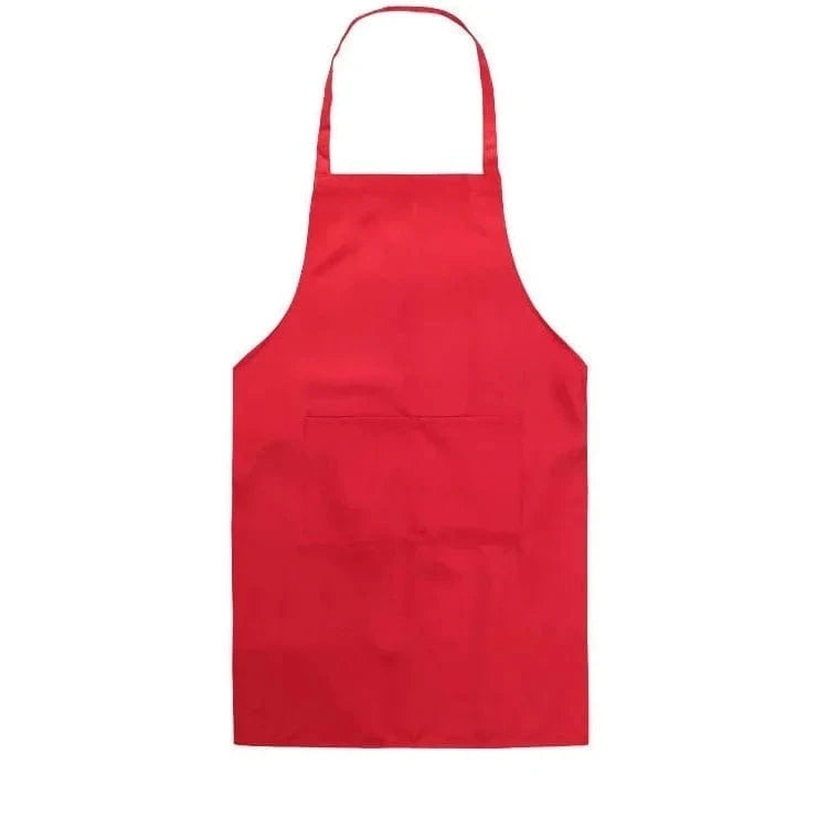 Adjustable Cooking Apron Unisex Household Solid Color Chef Waiter Barbecue Hairdresser Adult Pocket Apron Kitchen Supplies Tool red
