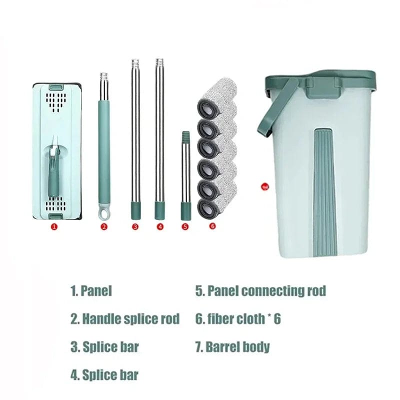 Balai Essoreur Plat avec Seau Mains Libres pour Nettoyage Microfibre Wet Dry sur Parquet Lamifié