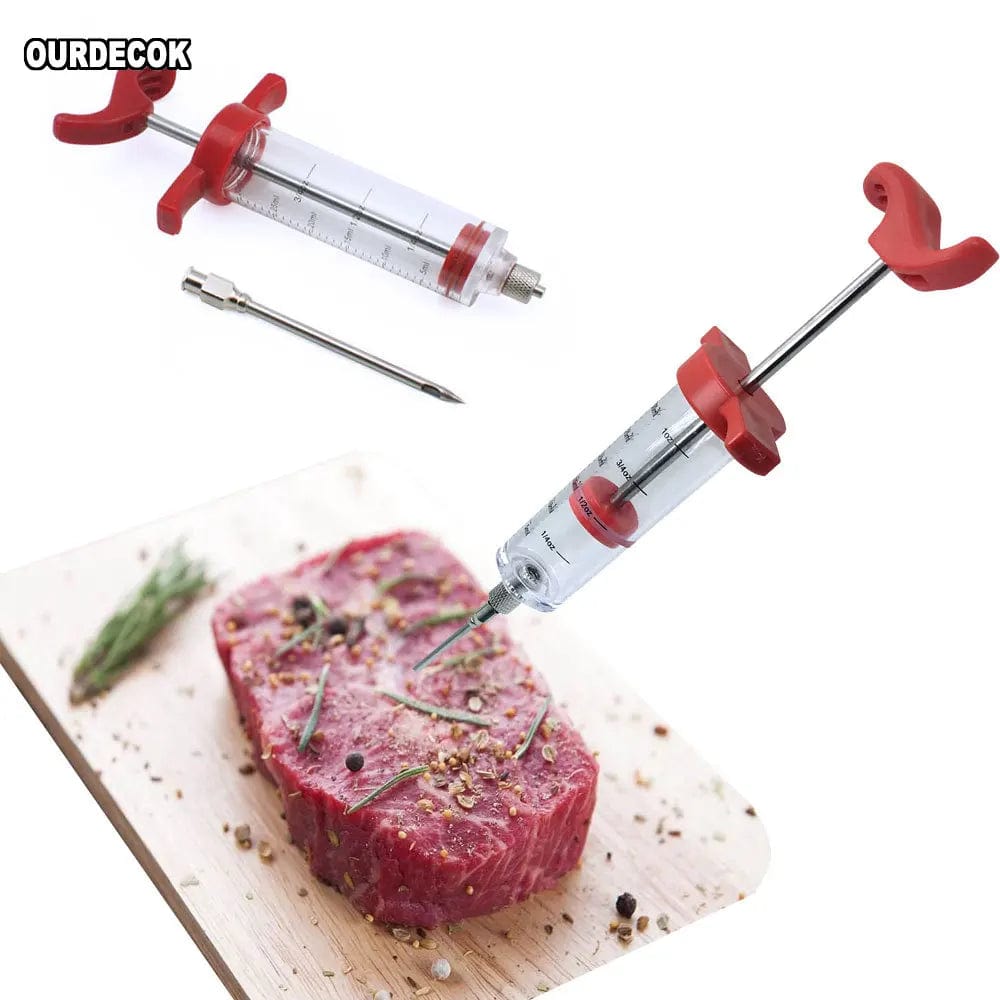 Barbecue BBQ Tools Set Grill Syringe Kitchen Accessories Sauce Injector Roast Needle Party Supply Home Supplies Red