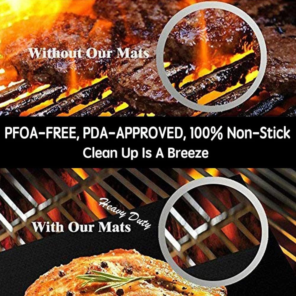 BBQ Grill Mat Barbecue Outdoor Baking Non-stick Pad Reusable Cooking Plate 40 * 33cm for Party PTFE Grill Mat Accessories Black