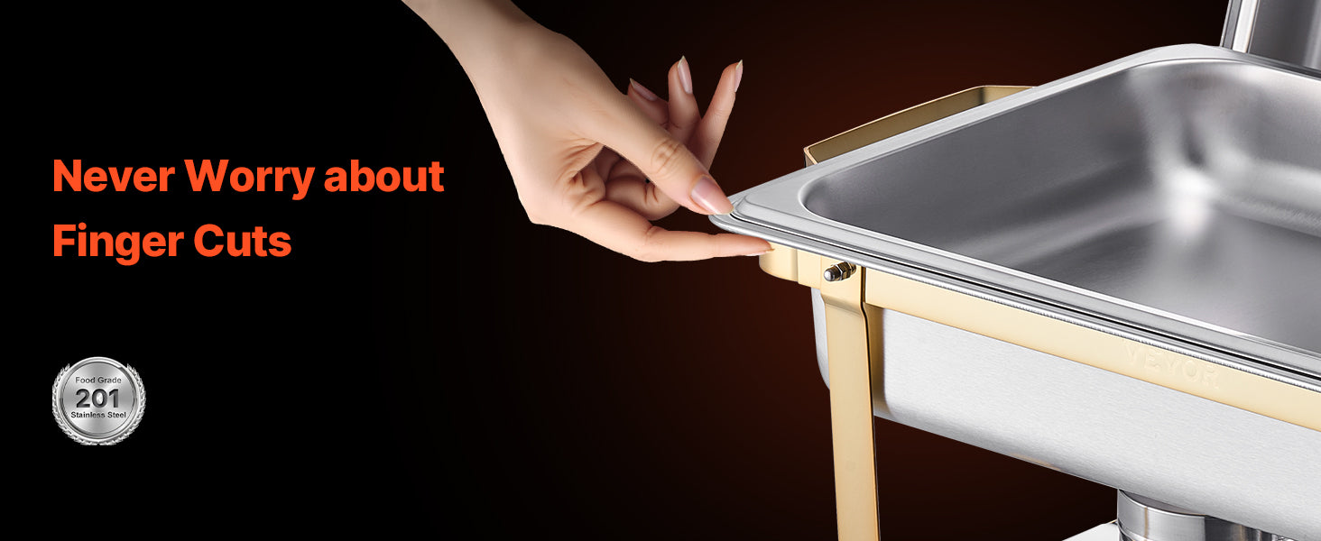 Bord roulé du bac inox du chafing dish