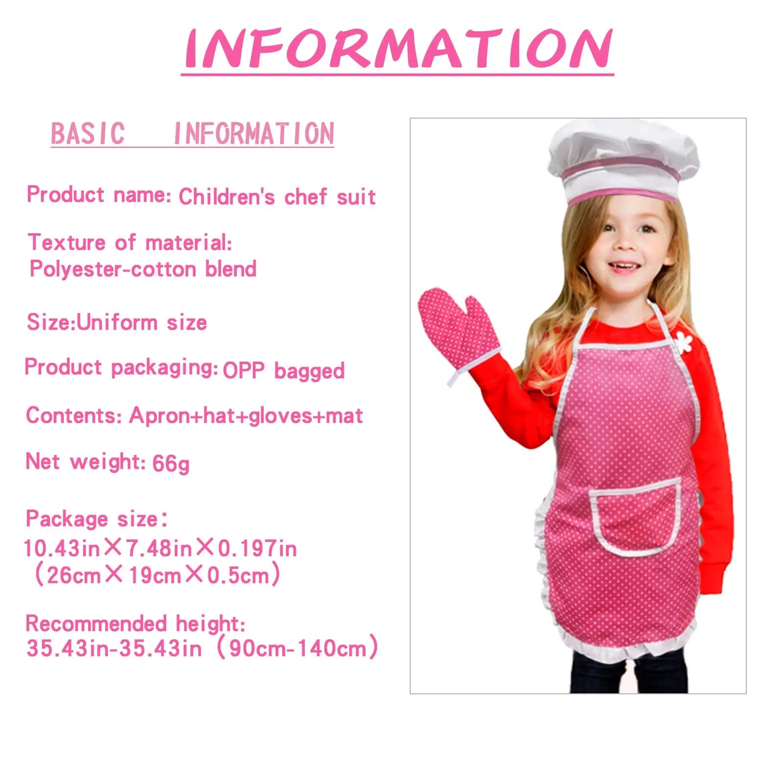 Chef Suit Children's Role Play Kitchen Baking Apron Toy Chef suit