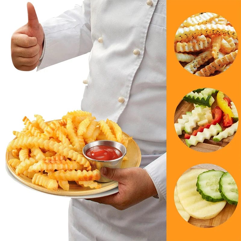 Coupe Frite avec lame ondulée en acier inoxydable