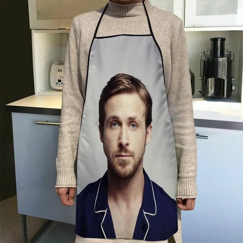 Custom Ryan Gosling Kitchen Apron Dinner Party Cooking Apron Adult Baking Accessories Waterproof Fabric Printed Cleaning Tools 3 / 68x95cm