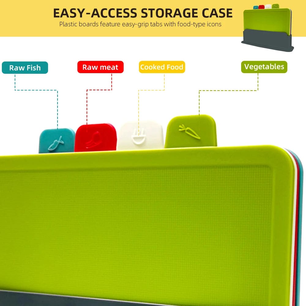 Cutting Boards with Holder 4pcs Sets for Kitchen Anti Bacterium Plastic Chopping Block Plastic Dishwasher Safe Chrismas Blue