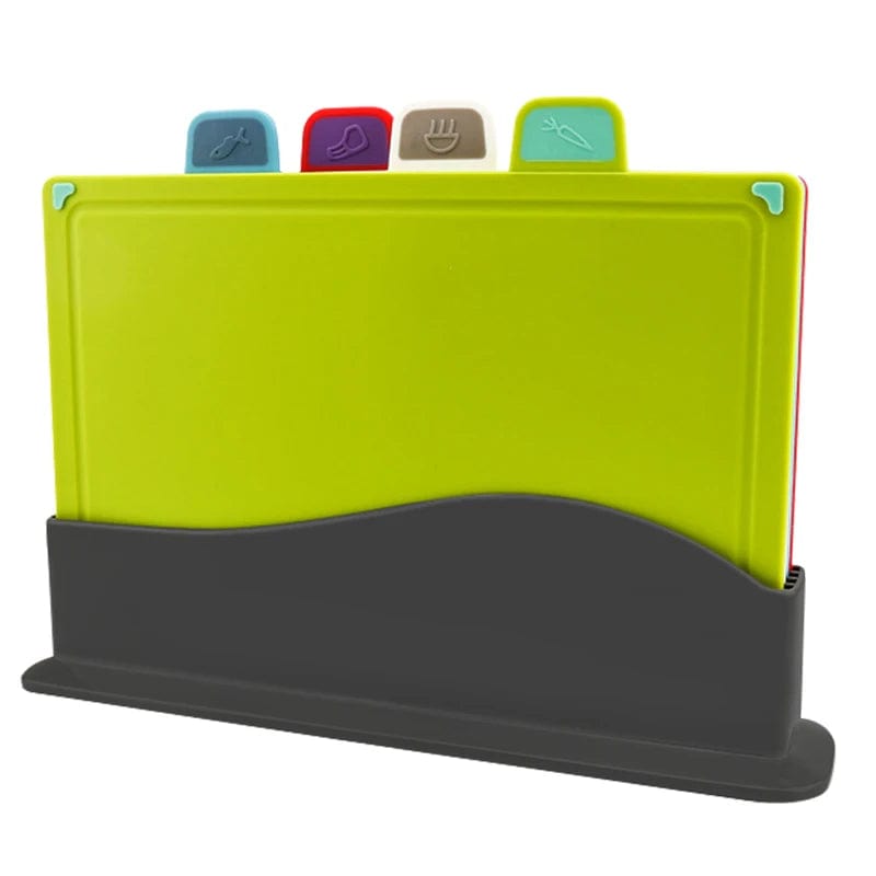 Cutting Boards with Holder 4pcs Sets for Kitchen Anti Bacterium Plastic Chopping Block Plastic Dishwasher Safe Chrismas Blue