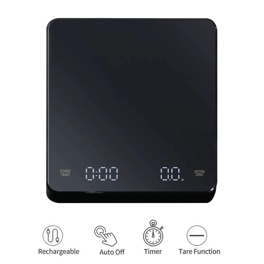 Digital Coffee Scale with Timer LED Screen Espresso USB 3kg Max.Weighing 0.1g High Precision Measures in Oz/ml/g Kitchen Scale Black