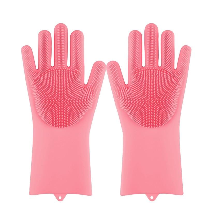 Gants de vaisselle avec brosses intégrées Rose