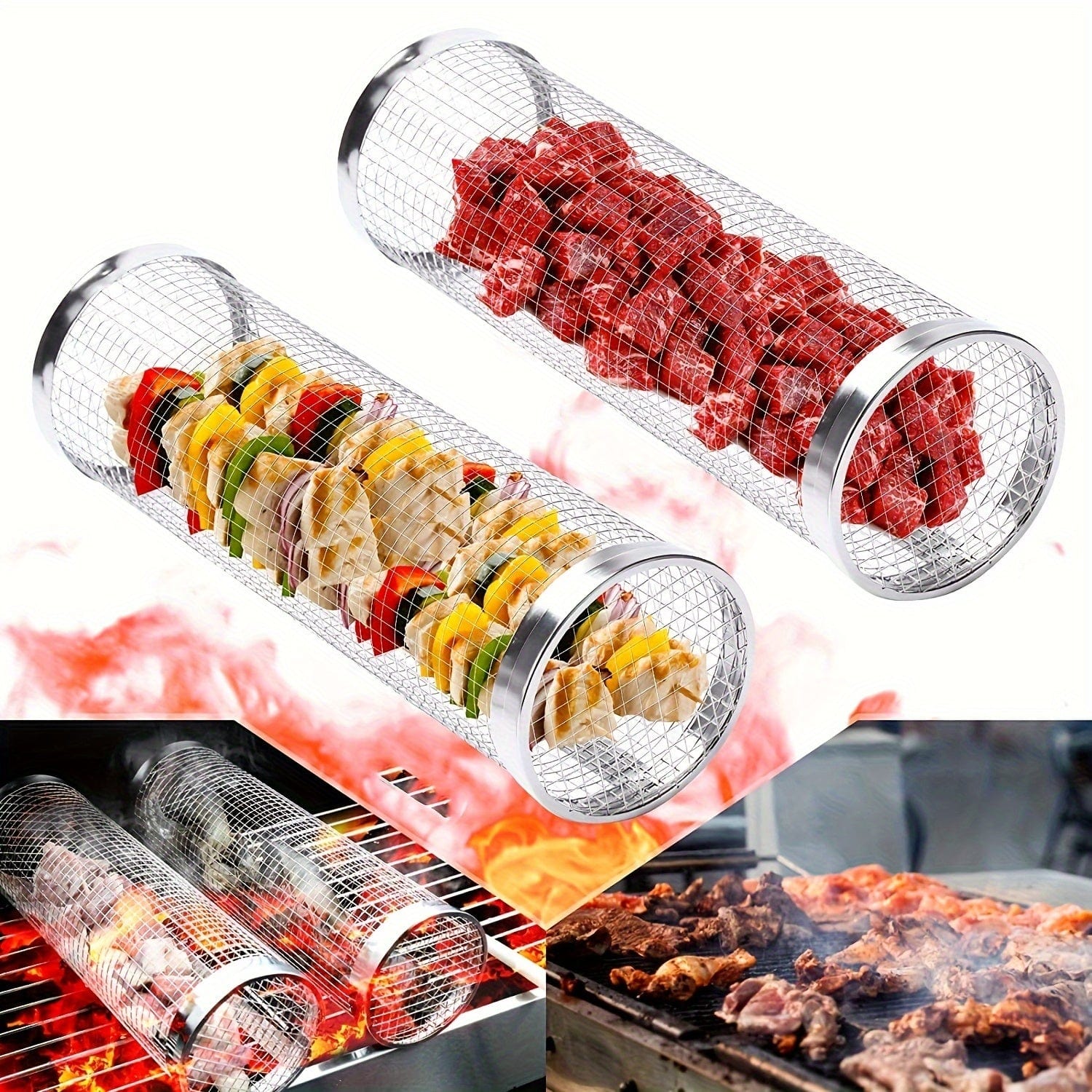 Grill Barbecue Portable en Acier Inoxydable, idéal pour Camping et Pique-nique 1pc