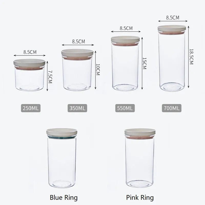 Lot de 4 Boîtes Hermétiques Transparentes avec Joint Coloré
