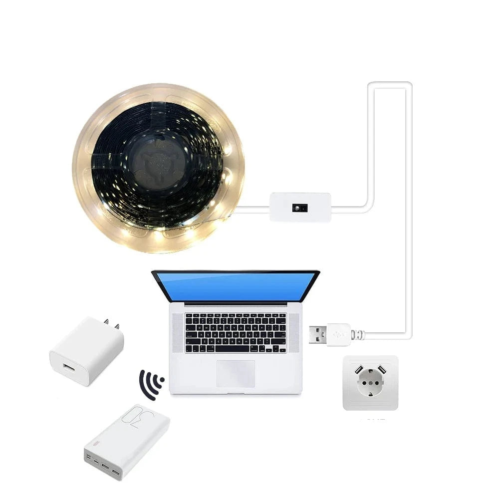 Lumière LED USB à capteur de mouvement pour TV ou cuisine - Blanc chaud 1M/2M/3M/4M/5M