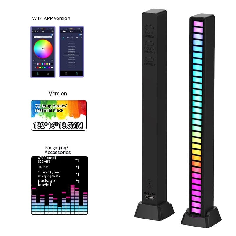 Barre lumineuse LED 16 ou 32 LED RGB pour lumières d'ambiance et musique