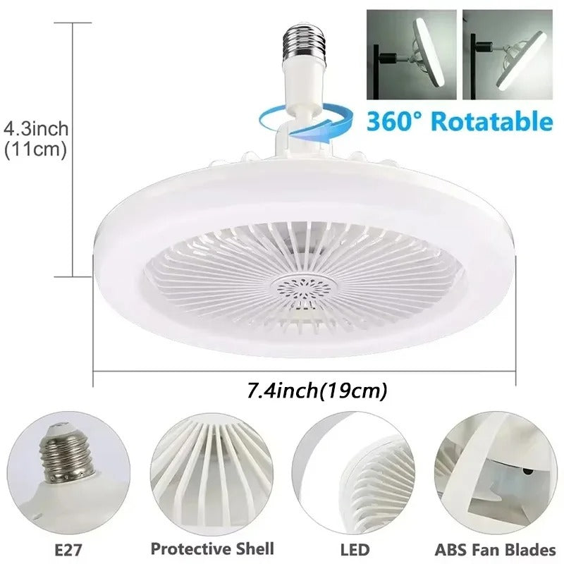 Ventilateur de Plafond avec Lampe LED E27 — 2-en-1, 3 Vitesses, Variateur & Télécommande