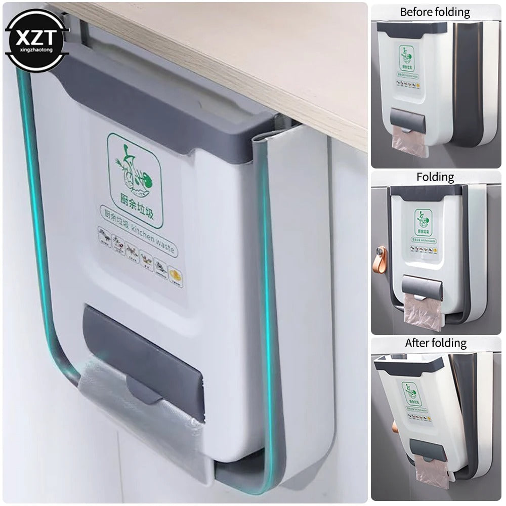 Poubelle de Cuisine Pliable Murale Suspendue — 7 L / 10 L, Porte de Placard