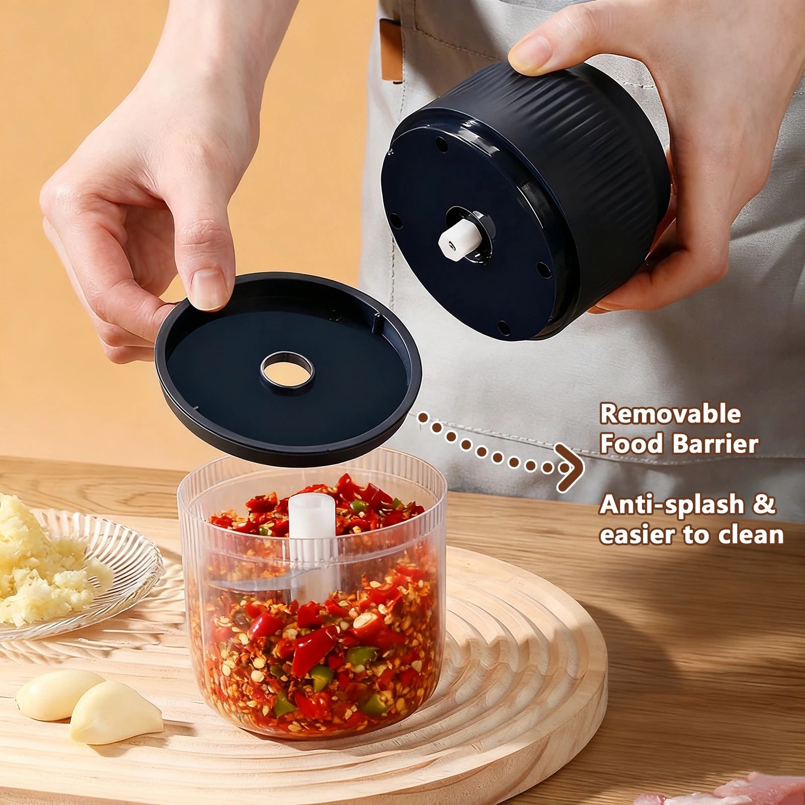 Mini Hachoir Électrique Rechargeable USB 300 ml — 6 Lames Inox