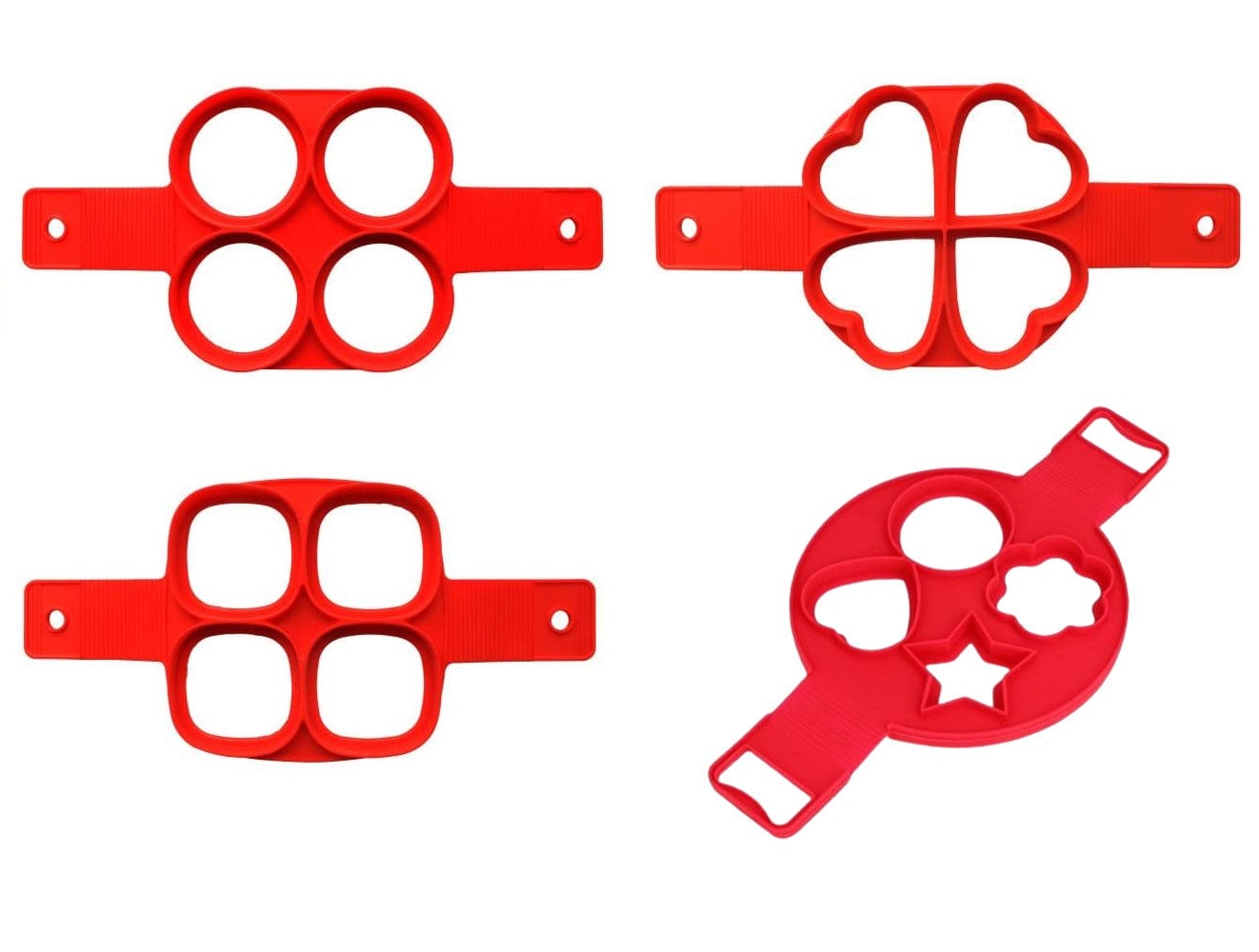 Moules à Pancakes et Gâteaux par lot de 4 🔥 4 moules : ronds coeurs carrés multi 🔥