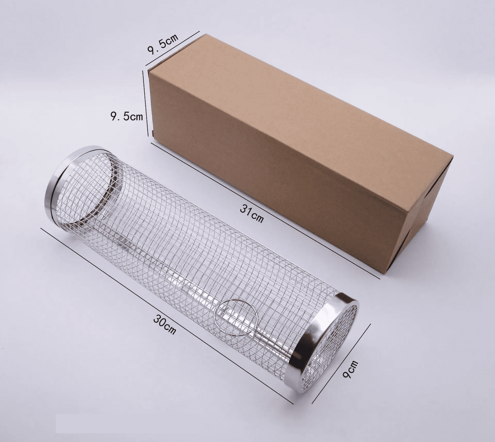 Panier Barbecue en Acier Inoxydable 1 Panier / Grand (20 cm de longueur X 9 cm de diamètre)