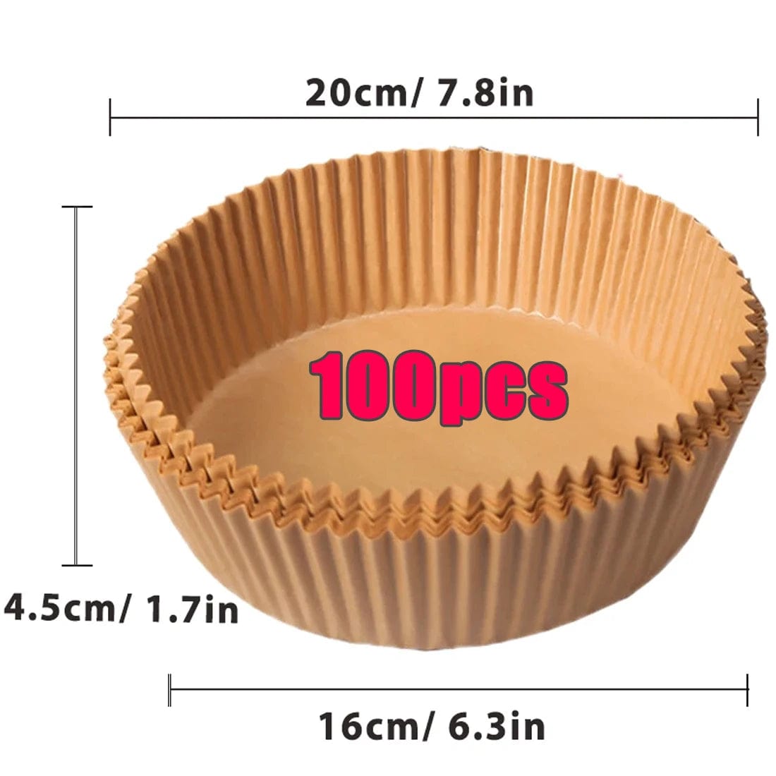 Papiers Cuisson Air Fryer, 100/50 Pièces, 16cm, Ronds, Blancs/Brun : Accessoires Cuisine Ecofriendly Brown 100Pcs-16cm
