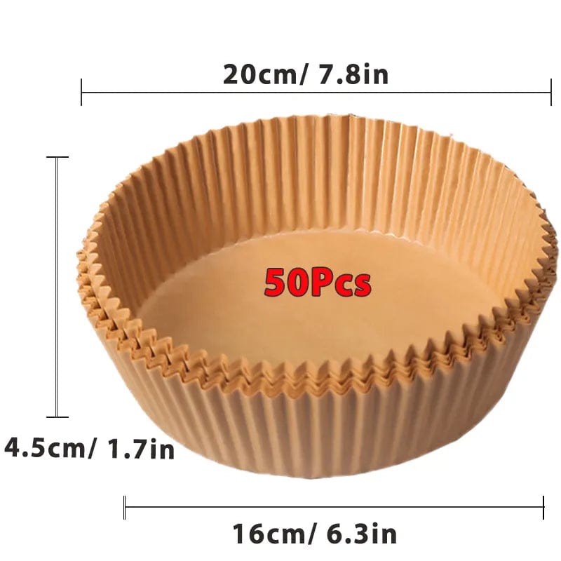 Papiers Cuisson Air Fryer, 100/50 Pièces, 16cm, Ronds, Blancs/Brun : Accessoires Cuisine Ecofriendly Brown 50Pcs-16cm