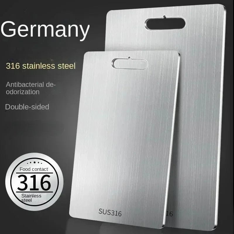Planche à découper de cuisine en acier inoxydable 316 double face - Épaisse et antibactérienne