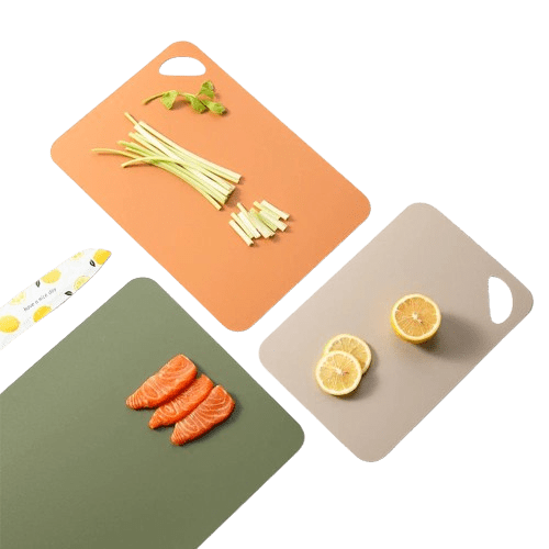 Planche à découper de cuisine flexible, colorée en plastique, antidérapante