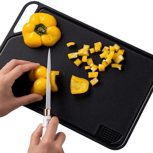 Planche à découper de cuisine multifonctionnelle avec presse-ail