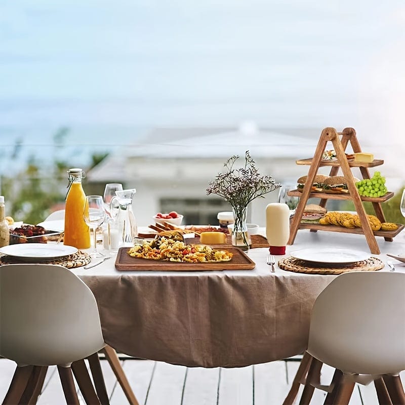 Présentoir à gâteaux rustique en bois - Étagère à fruits et snacks écologique pour fêtes et déco intérieure (ID: LY129567)