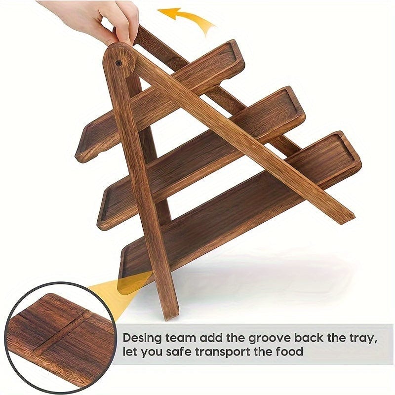 Présentoir à gâteaux rustique en bois - Étagère à fruits et snacks écologique pour fêtes et déco intérieure (ID: LY129567)
