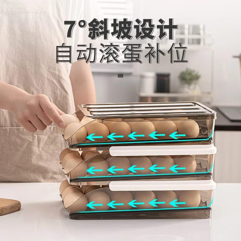 Range-œufs automatique à couches multiples pour refrigerator box de fraîcheur - Organisateur de cuisine