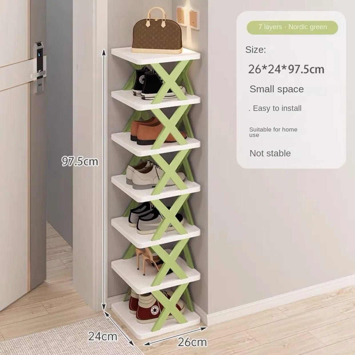 Rangement pour chaussures multi-étages 7 étages / Vert