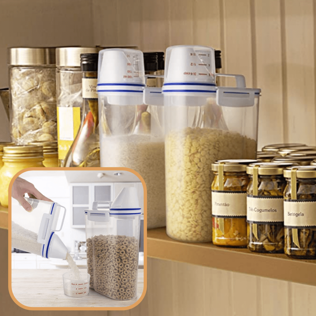 Récipient de stockage alimentaire avec bec verseur et doseur gradué