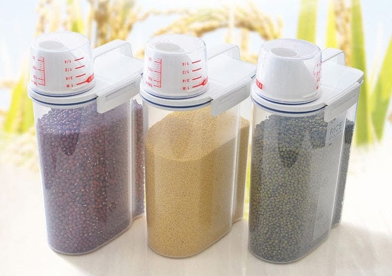 Récipient de stockage alimentaire avec bec verseur et doseur gradué