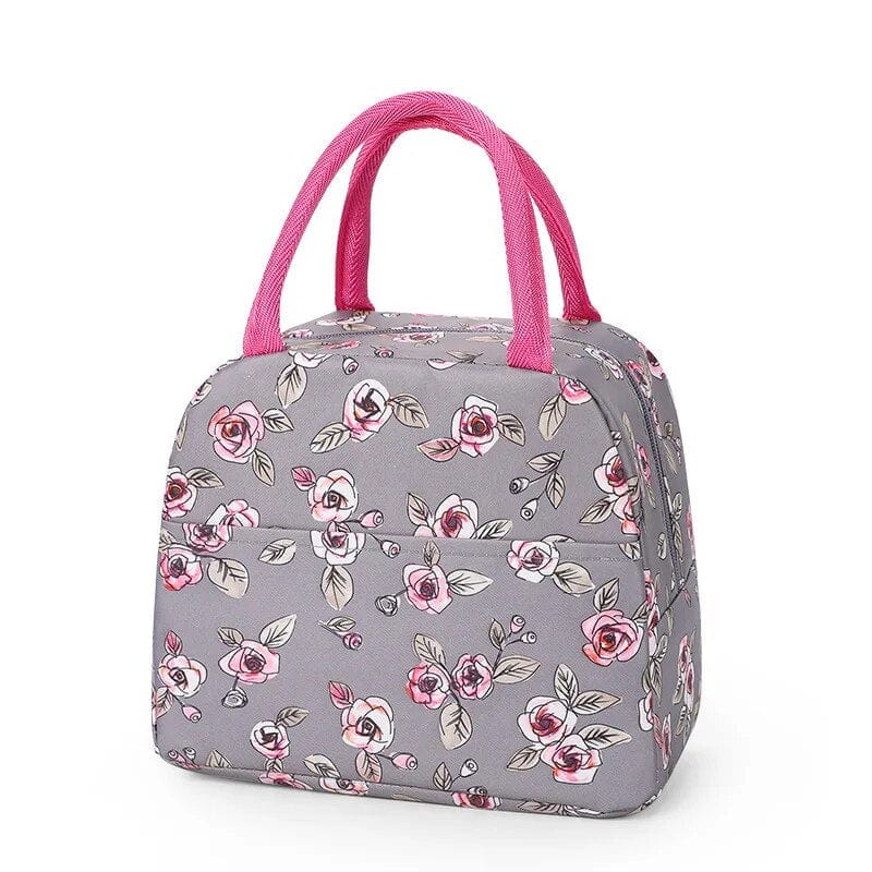 Sac à Lunchbox isotherme en tissu imprimé Mauve avec des Roses