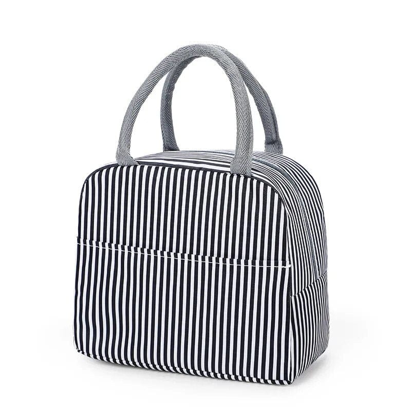 Sac à Lunchbox isotherme en tissu imprimé Rayures Noir et Blanc