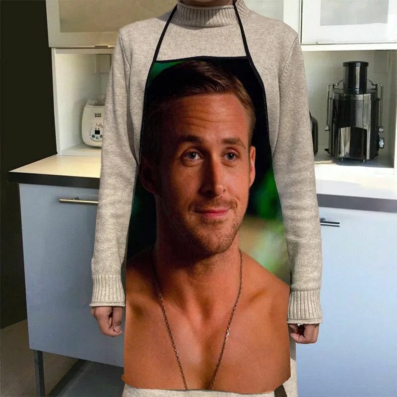 Tablier Cuisine Imprimé Ryan Gosling - Accessoires Chef Waiter - 50x75cm, Oxford Cloth - SQPILLW 17 / 50x75cm