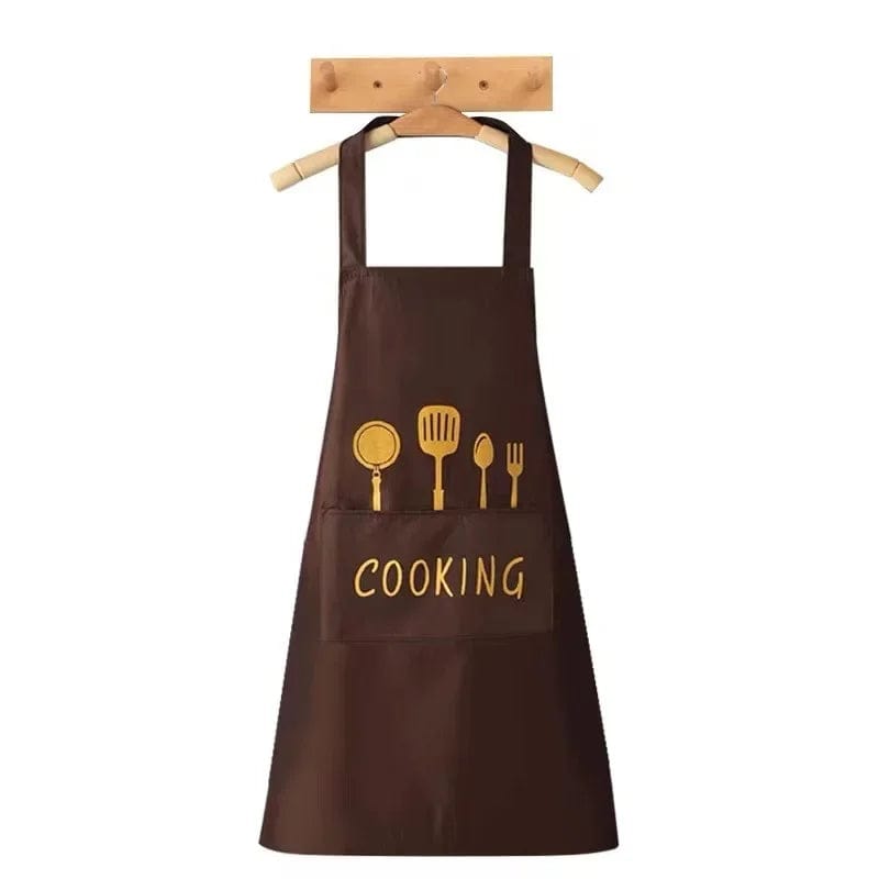 Tablier de Cuisine Classique "Cooking" en PVC Imperméable Marron