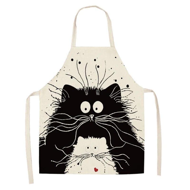 Tablier de Cuisine Dessin de Chat qui grimpe - Lin Japonais - Chat Grimpeur Chat Grimpeur / Adulte 55x68cm