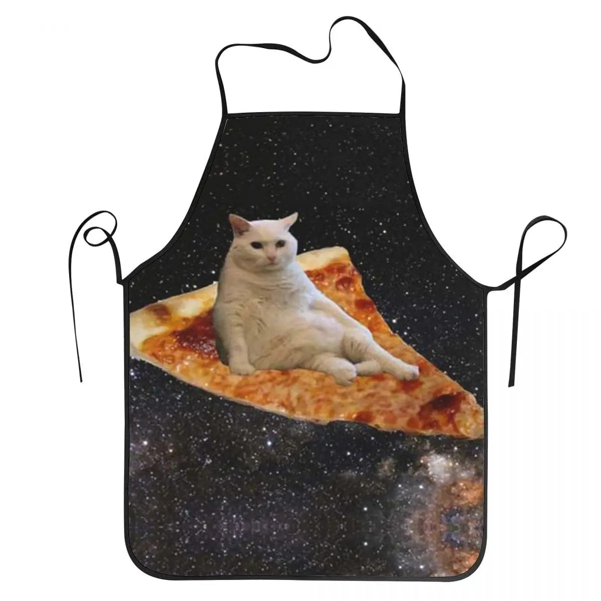 Tablier de cuisine Unisex Space Pizza Cat Meme pour Chefs - Drôle et original!