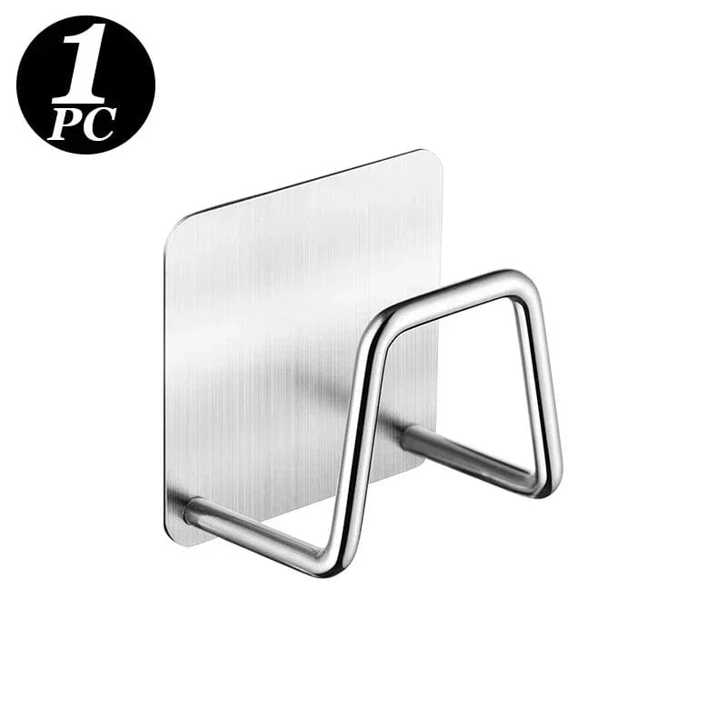 1-6pcs Kitchen Stainless Steel Sink Sponges Holder Self Adhesive Drain Drying Rack Shelf Household Wall Hooks Storage Organizer 1PC