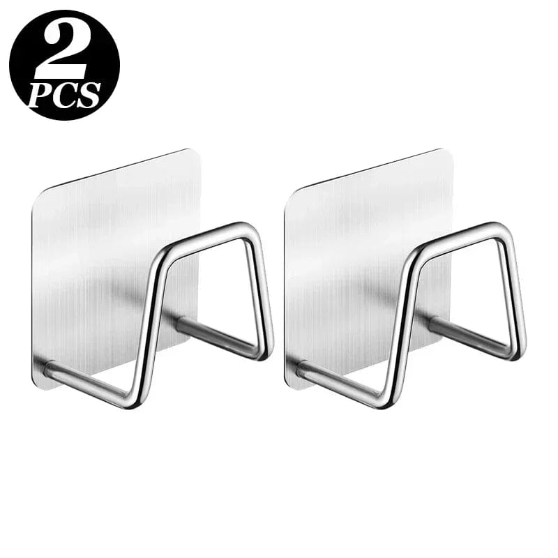 1-6pcs Kitchen Stainless Steel Sink Sponges Holder Self Adhesive Drain Drying Rack Shelf Household Wall Hooks Storage Organizer 2PCS